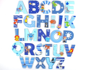 wooden letters with matching animals