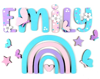 Wooden Letters Girl Rainbow