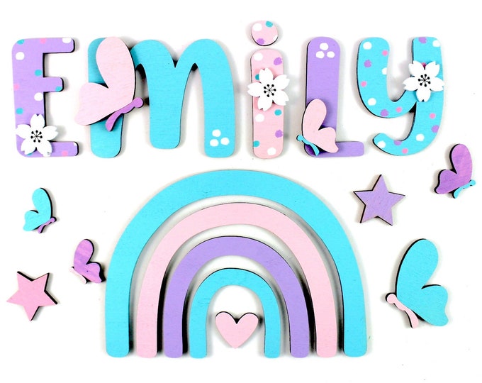 Wooden Letters Girls Rainbow