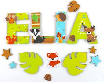Wooden letters baby forest animals