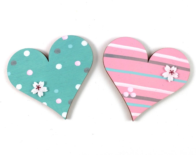 2 hearts 6 cm matching wooden letters