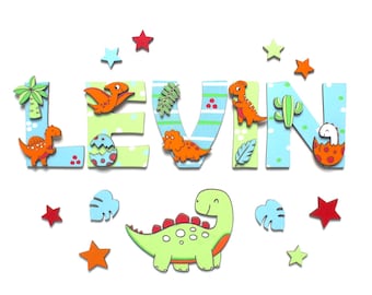 Wooden letters for children's room doors, dinosaur door signs, nameplates for children's rooms, wooden letters for children's rooms, wooden letters for dinosaurs