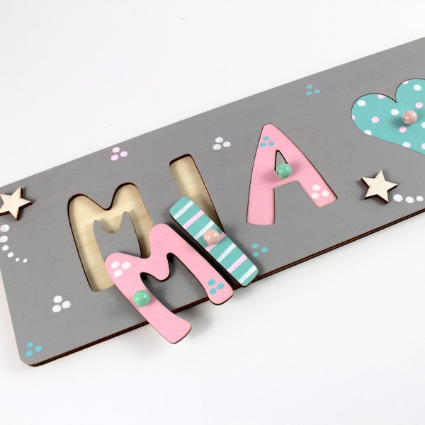 Puzzle Name Plug-in Puzzle Baby Baptismal Gift Name Puzzle Wooden Puzzle