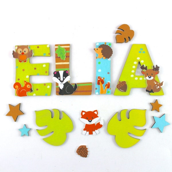 Lettres en bois bébés animaux de la forêt