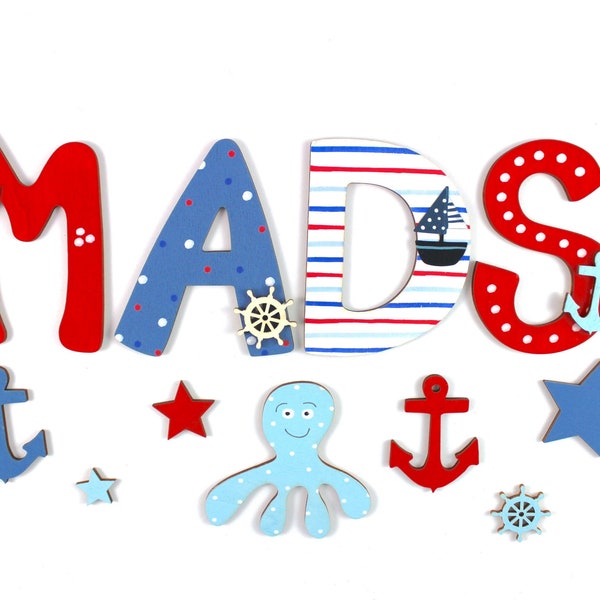 Wooden letter baby maritim