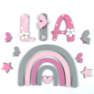 Letrero para puerta letras de madera arcoiris