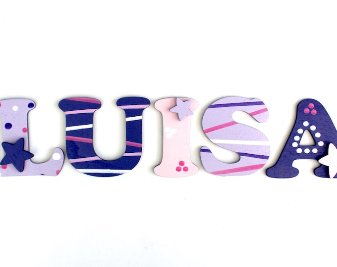 Wooden letters for children's room door, personalized door sign, wall decoration for girls