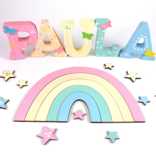 Wooden letters, door letters, nursery letters, rainbow