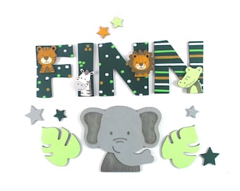 Wooden letters children's room door, door sign children's room, name plate children's room door, wooden letters children's room, wooden letters elephant