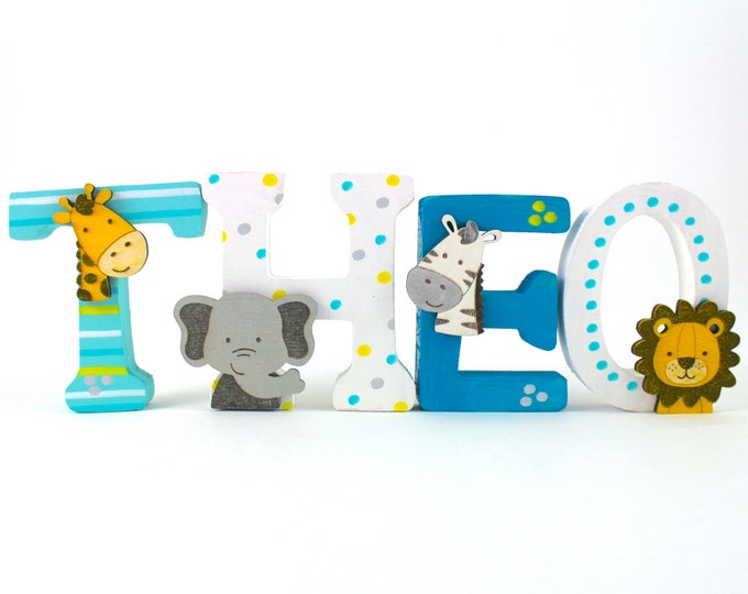 wooden letters jungle animals