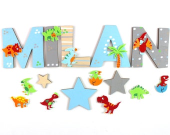 Wooden letters for children's room doors, children's letters, name door, door letters for children's rooms, dinosaur decoration, baby, birth gift