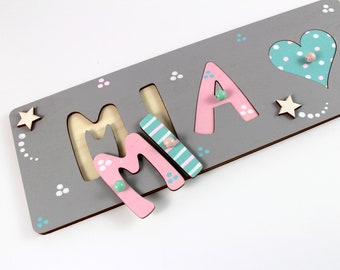 Puzzle Name Plug-in Puzzle Baby Baptismal Gift Name Puzzle Wooden Puzzle