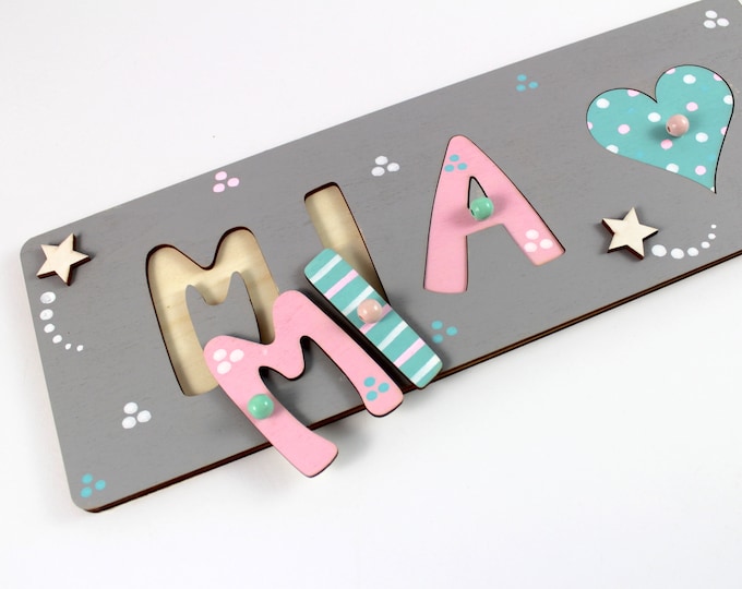 Puzzle Name Plug-in Puzzle Baby Baptismal Gift Name Puzzle Wooden Puzzle