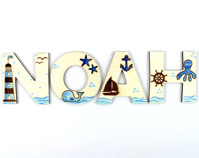 Wooden letters Name plate Children's room door Name