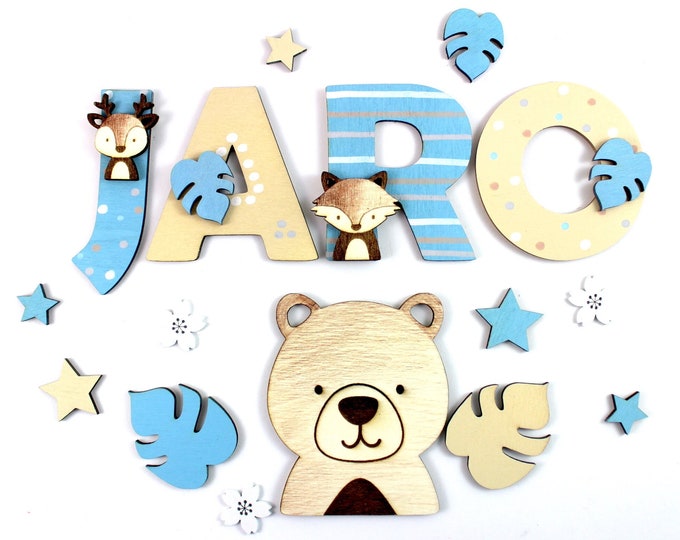 Wooden letters forest animals