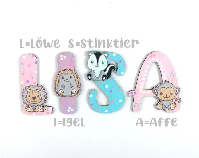 Wooden letters matching initial letters