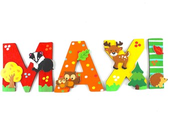 Wooden letters forest animals