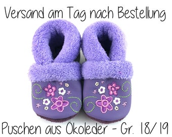 Krabbelschuhe Krabbelpuschen Puschen Blümchen in Gr. 18/19