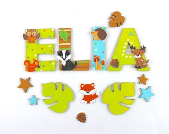 wooden letters baby forest animals