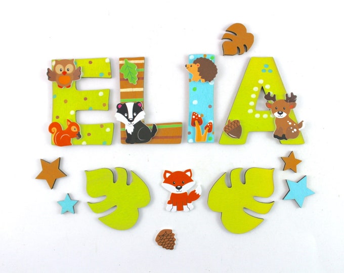 Wooden letters baby forest animals