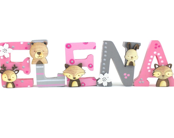 Wooden letters forest animals