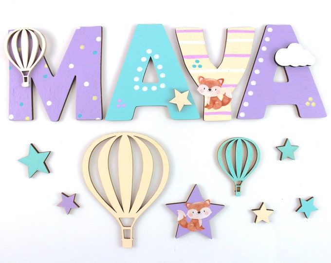 Wooden letters children's room door