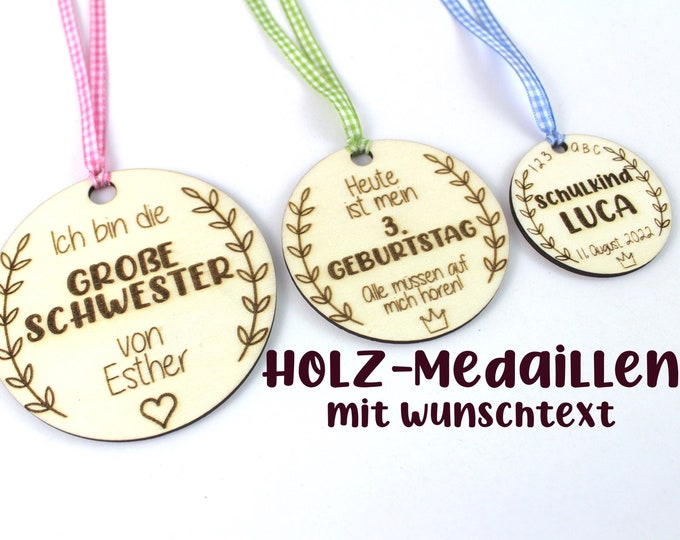 Wooden medal, personalized with desired text