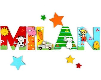 Wooden letter door sign with name, personalized wooden name, baby gift