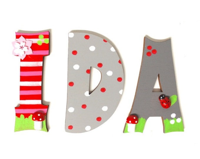 Wooden letters, door letters, children's room, letters - favorite country -