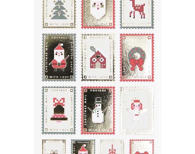 Christmas stickers, sticker stamps, Christmas sticker sheets, Christmas mail, Christmas mail stickers, Christmas stickers