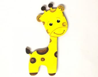 wooden motif giraffe, 10 cm, nursery door, baby, wooden letters