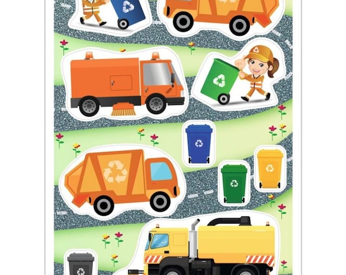 Garbage collection sticker, garbage man sticker, sticker set, children's crafts, boy sticker, garbage collection sticker sheet, garbage collection sticker