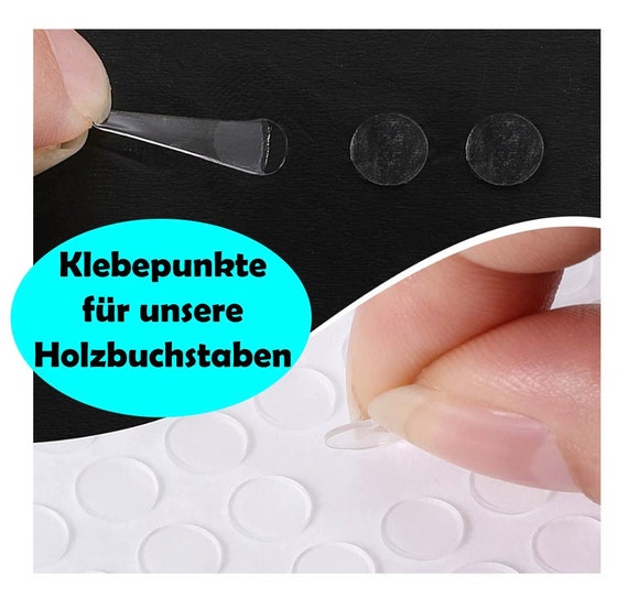 Klebepunkte zur Befestigung unserer Holzbuchstaben