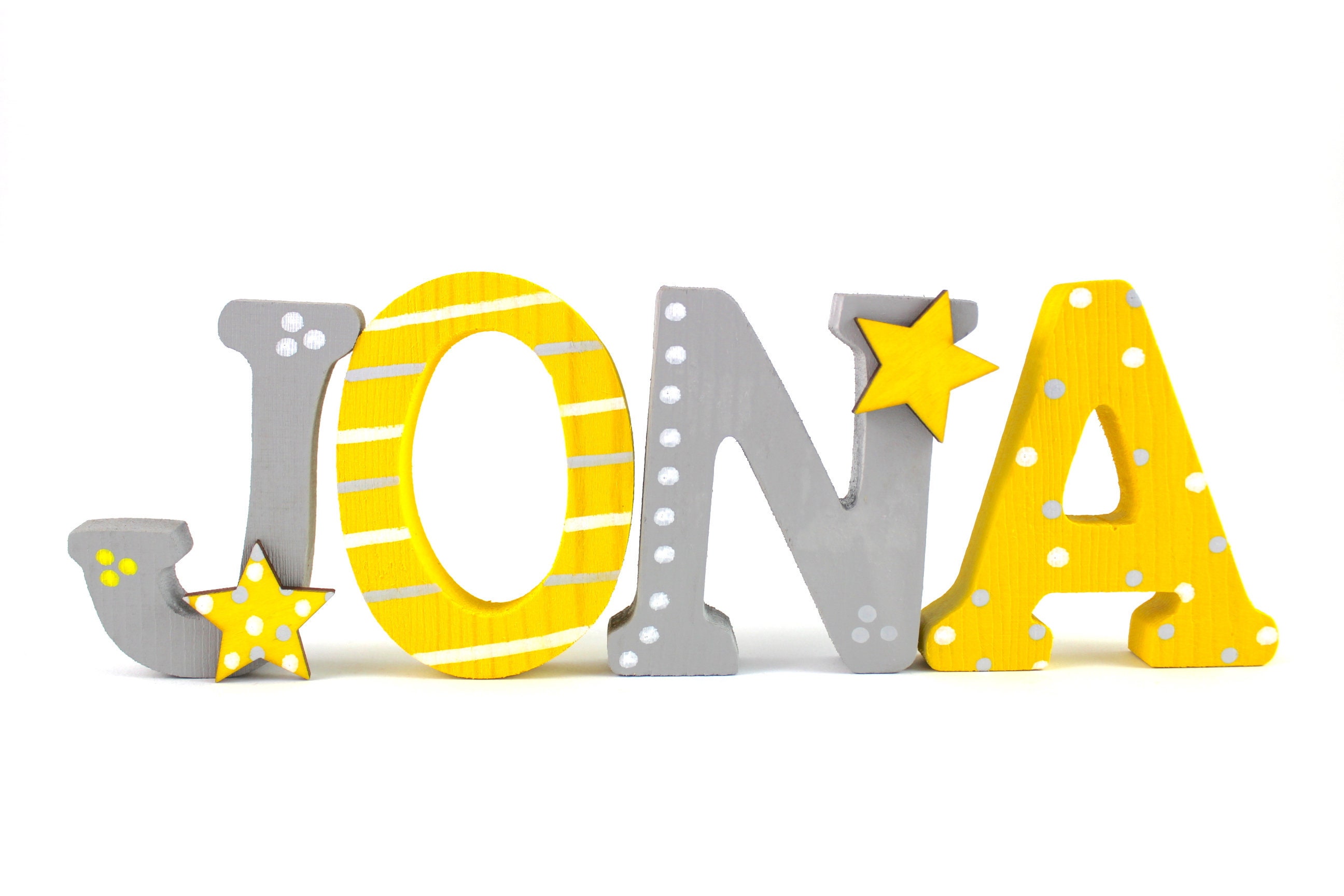 Wooden letters children's room door stars