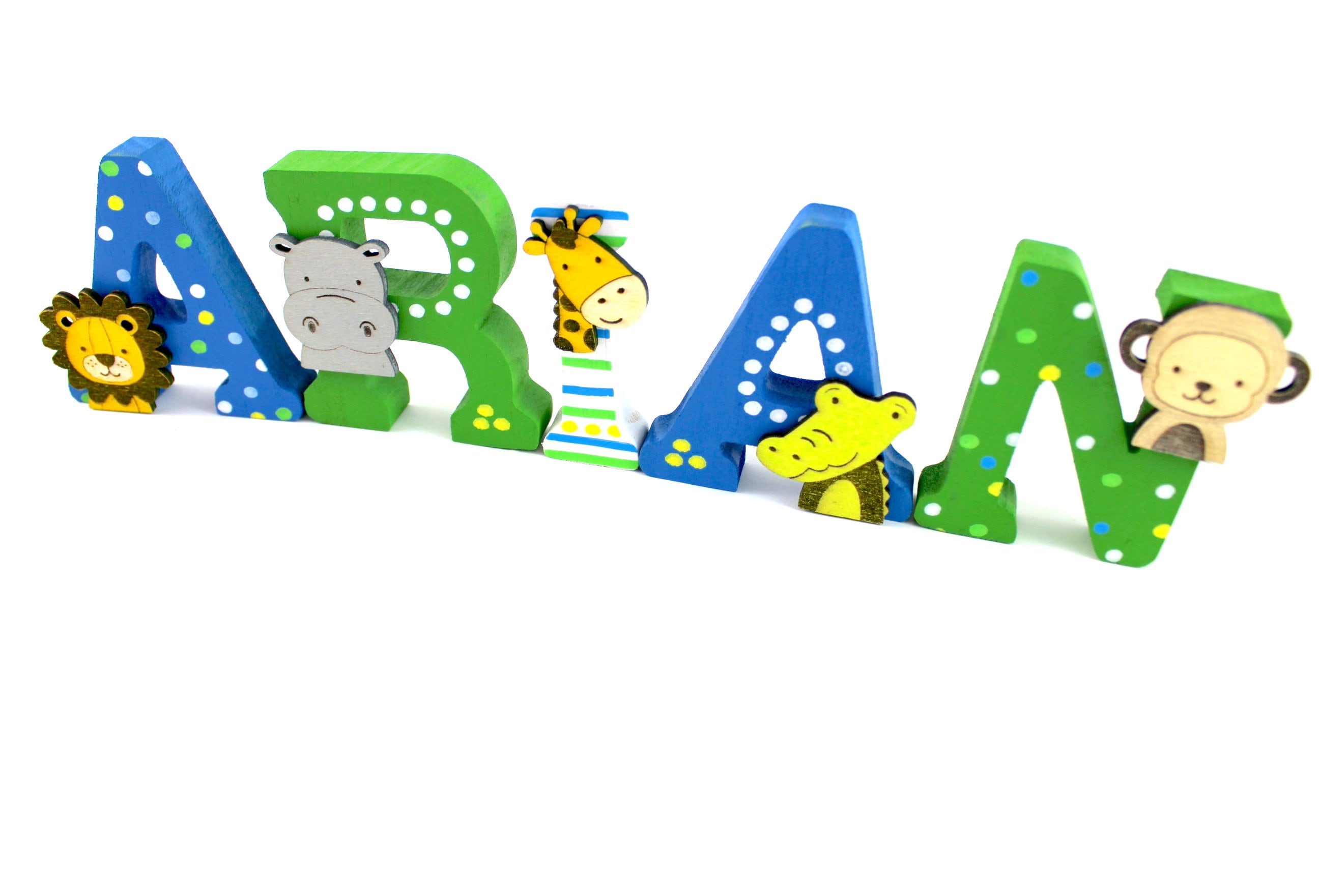 Wooden letters Door letters Nursery door Jungle animals
