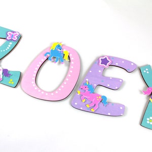 Wooden letters children's room, unicorns, door letters, favorite shops mint, pink, lilac, unicorn, unicorn, stars nur Buchstaben