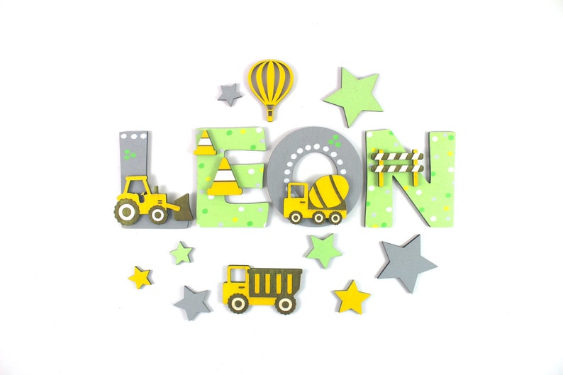 Leon Letters Wooden Letters Construction Site, Wooden Letters Children's Room Door ...