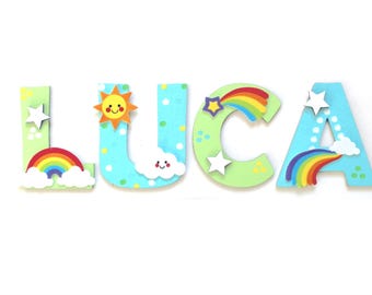 Wooden letters for children's room doors, rainbow door signs, nameplates for children's rooms, wooden letters for children's rooms, wooden letters for rainbows