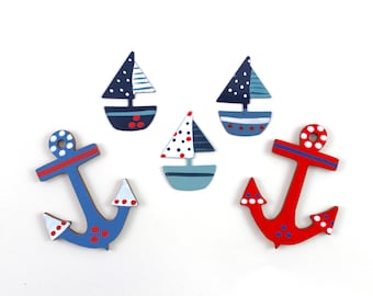 Motif set sailing boats anchor / maritime