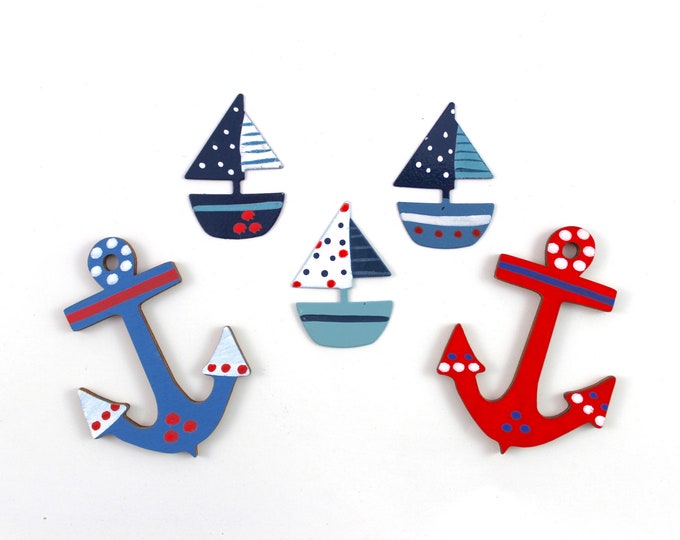 Motif set sailing boats anchor / maritime