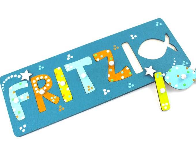 Wooden puzzle, individual name puzzle for baptism, baptism gift godchild, name puzzle, wooden puzzle with name, gift godfather