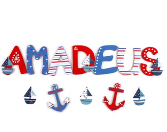 Wooden letters sailboats door letters children's room door letters
