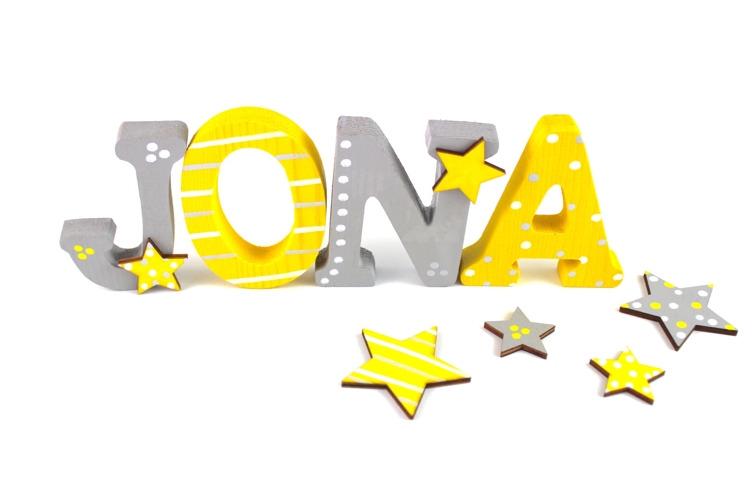 Wooden letters children's room door stars