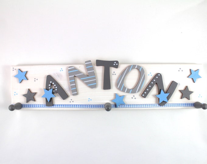 Wardrobe, children's wardrobe, individual wardrobe, favorite shops stars, baby blue, grey
