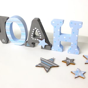 Wooden letters children's room door, letters children's room, door sign children's room, name plate children's room, wooden letters, stars image 10