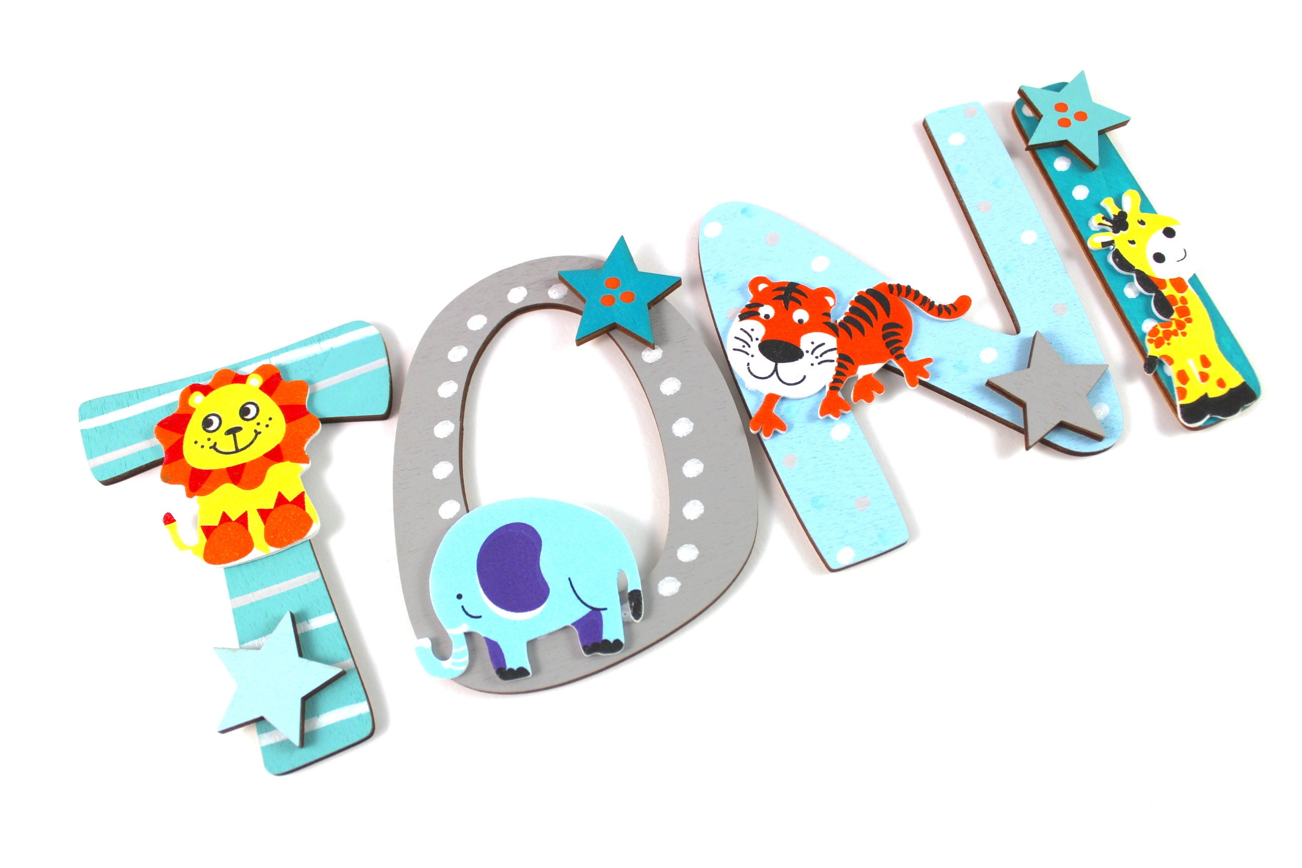 Wooden Letters, Door Letters, Nursery Door Jungle Animals, Name