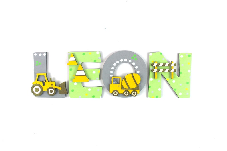 Leon Letters Wooden Letters Construction Site, Wooden Letters Children's Room Door ...