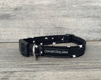 May include: Black dog collar with white stars and the text "Cornish Dog Wear" on the buckle.