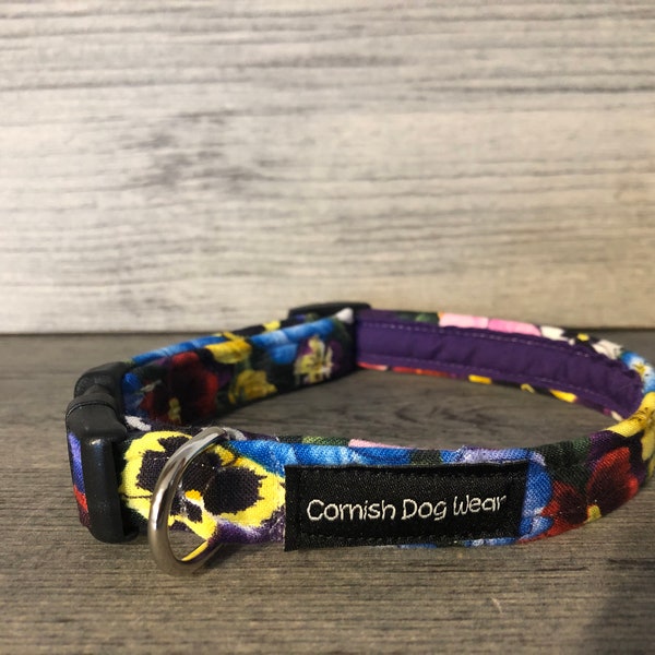 Pansy Fabric Dog Collar Fully Lined