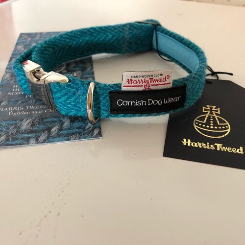 Genuine Harris Tweed Dog Collar Rainbow Check With Alu Max Etsy